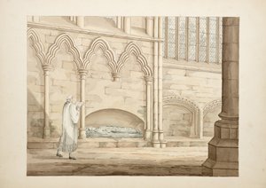 Ms. New Coll 380, f8r. Antikviteterna i katedralkyrkan Saint Mary, Carlisle, ritade av Robert Carlile, 1795 (penna, bläck och wc på papper).